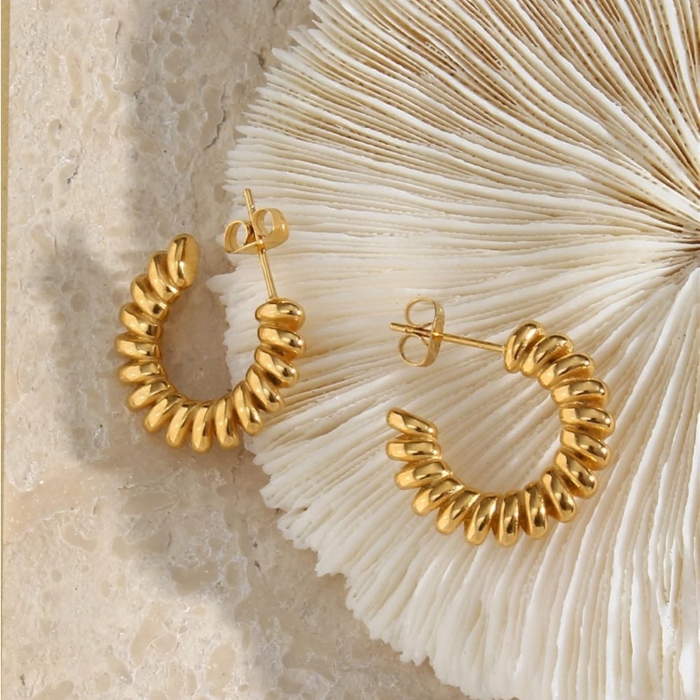 NWT BAUBLE BAR TWISTED HOOP 14K gold plated earrings Dainty & Elegant! Fab Find